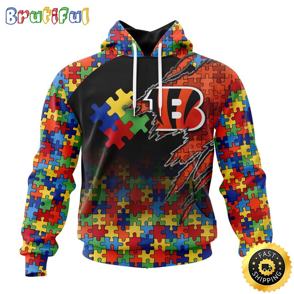 NFL Cincinnati Bengals All Over Print 3D Hoodie Autism Awareness Design Gifts For Survivors 1 ibgnfn