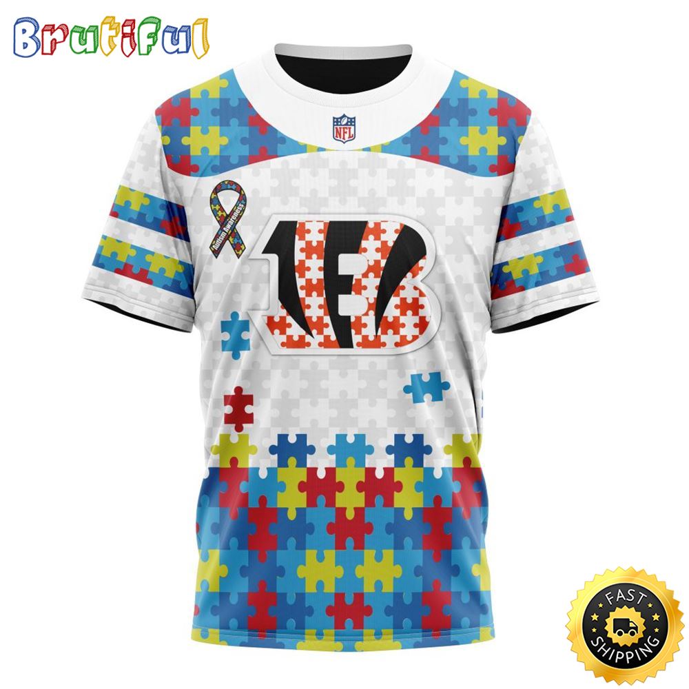 NFL Cincinnati Bengals All Over Print 3D T Shirt Autism Awareness Design Show Your Team Pride 1 xigmml