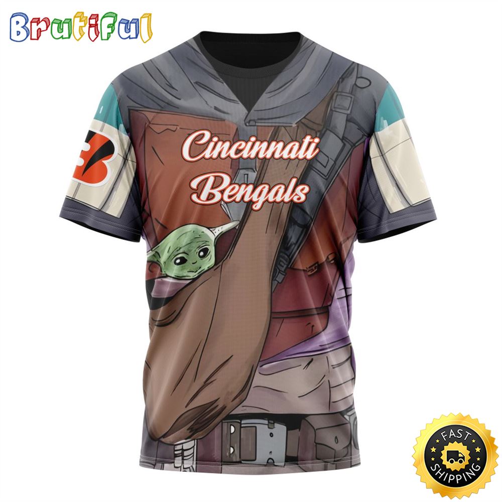 NFL Cincinnati Bengals All Over Print 3D T Shirt Specialized Mandalorian And Baby Yoda Gifts For Football Fans 1 l6a3xq