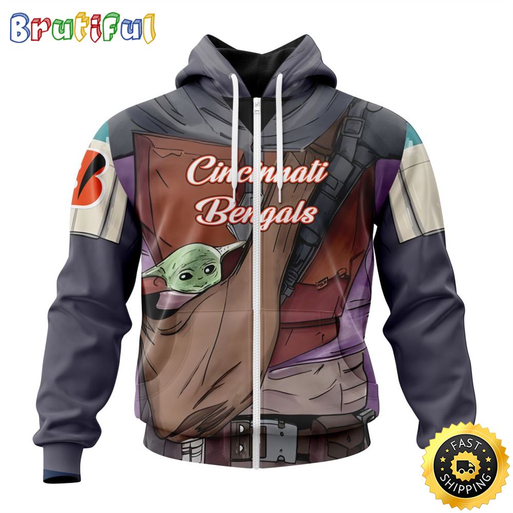 NFL Cincinnati Bengals All Over Print Zip Hoodie 3D Specialized Mandalorian And Baby Yoda Unisex Hoodies 1 eea2rb