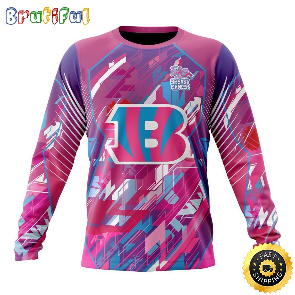 NFL Cincinnati Bengals I Pink Crewneck Sweatshirt I Can Fearless Again Breast Cancer For Breast Cancer Survivors 1 qitckv