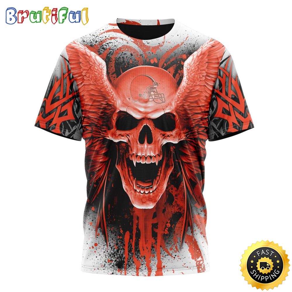 NFL Cleveland Browns 3D T Shirt All Over Print Special Kits With Skull Stylish Team Apparel 1 t1ua1e