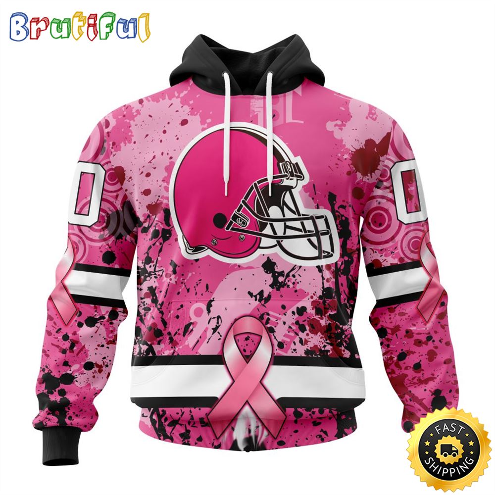 NFL Cleveland Browns All Over Print 3D Hoodie I Pink I Can In October We Wear Pink Breast Cancer Unisex Hoodie 1 yfter1