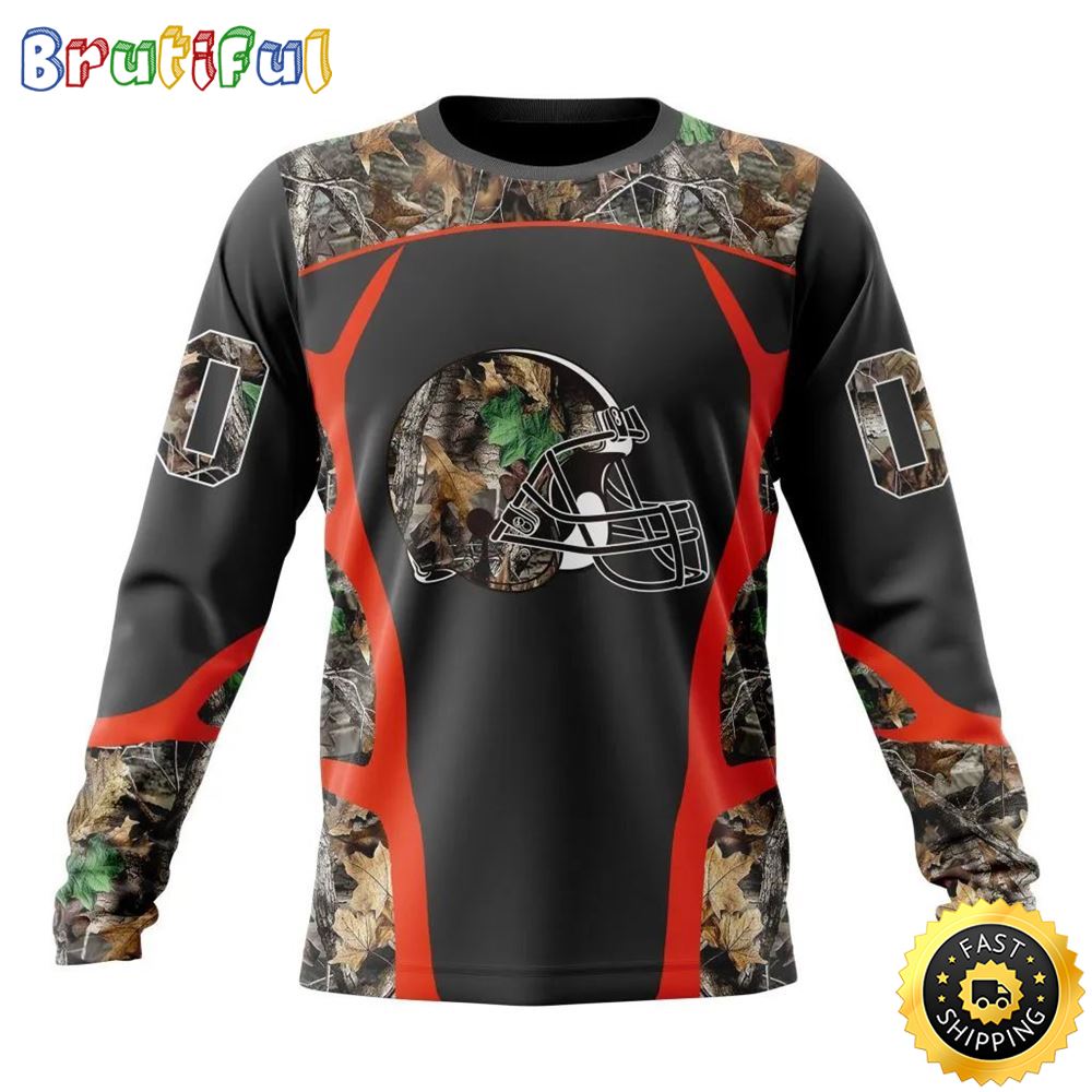 NFL Cleveland Browns Crewneck Sweatshirt Camo Hunting Design Stylish Gear For Fans 1 znkofv