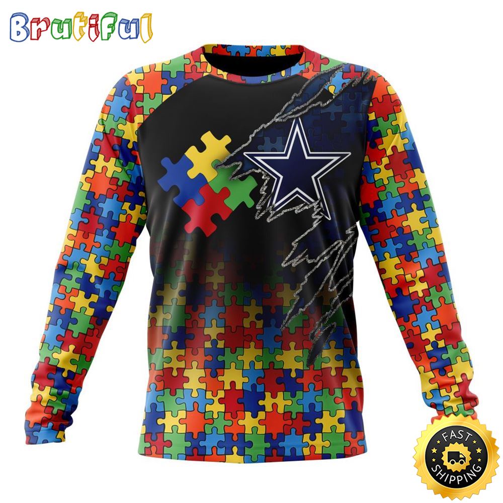 NFL Dallas Cowboys Crewneck Sweatshirt Autism Awareness Design Gifts For Survivors 1 pxtqp3