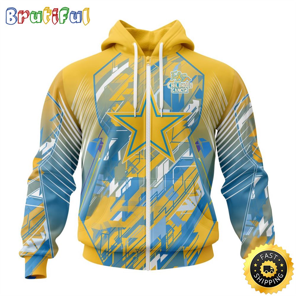 NFL Dallas Cowboysls All Over Print Zip 3D Hoodie Fearless Against Childhood Cancers Unisex Hoodie 1 auckej
