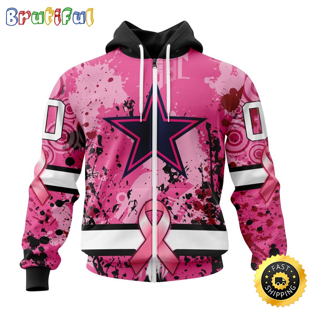 NFL Dallas Cowboysls All Over Print Zip Hoodie 3D I Pink I Can In October We Wear Pink Breast Cancer Unisex Hoodie 1 hpdxtt