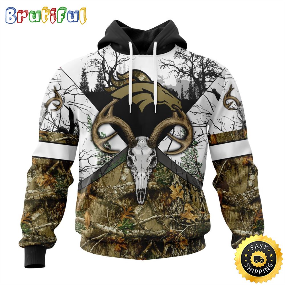 NFL Denver Broncos 3D Hoodie All Over Print Deer Skull And Forest Pattern Custom Name And Number Hoodie 1 tifgdm
