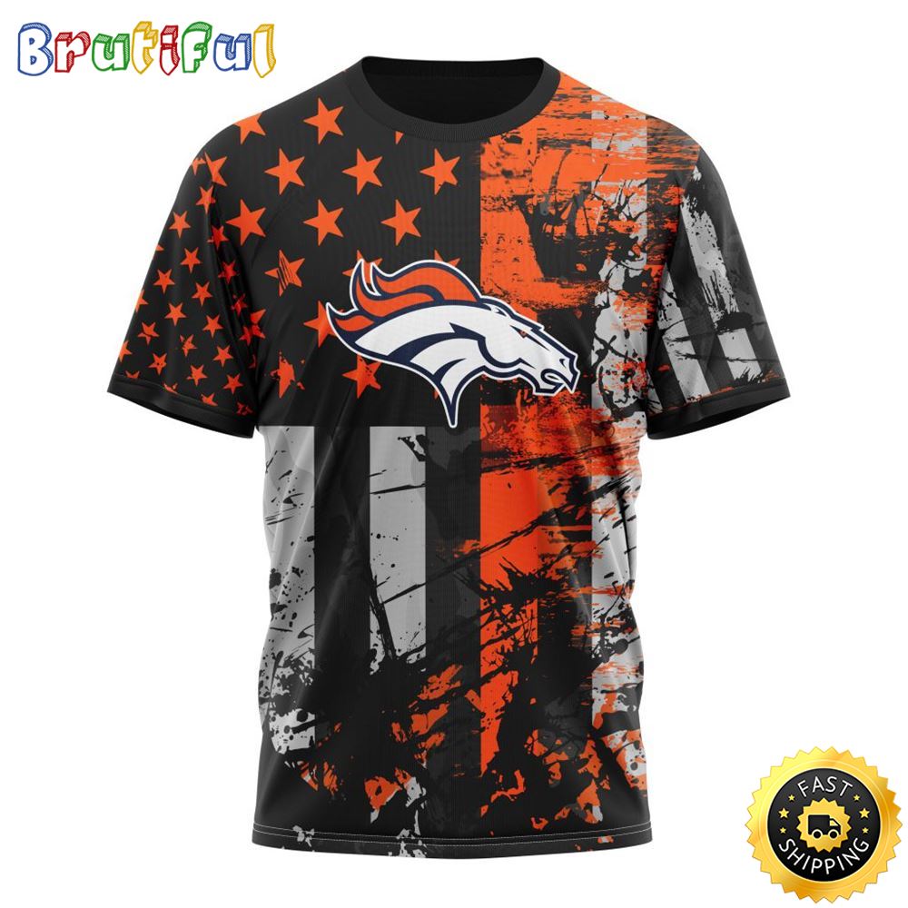 NFL Denver Broncos 3D T Shirts Classic Grunge American Flag Stylish Warmth For Fans 1 dbk0hz