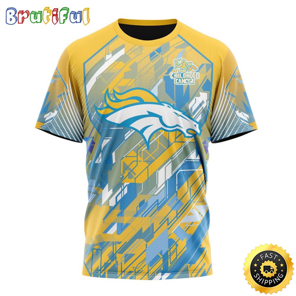 NFL Denver Broncos All Over Print 3D T Shirts Fearless Against Childhood Cancers Gift For Football Fans 1 izagnl