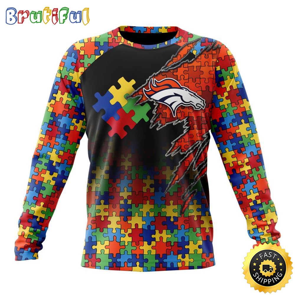 NFL Denver Broncos Crewneck Sweatshirt Autism Awareness Design Gifts For Survivors 1 kdukjj