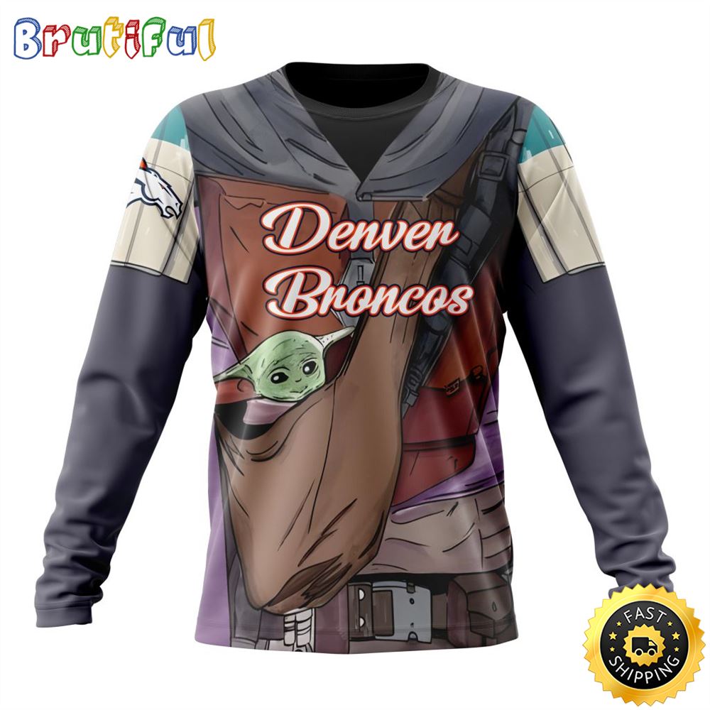 NFL Denver Broncos Crewneck Sweatshirt Specialized Mandalorian And Baby Yoda Gifts For Football Fans 1 sokzyg
