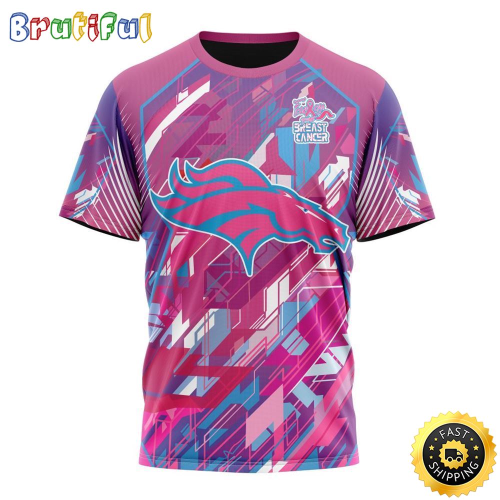 NFL Denver Broncos I Pink All Over Print 3D T Shirt I Can Fearless Again Breast Cancer For Breast Cancer Survivors 1 hwhffz