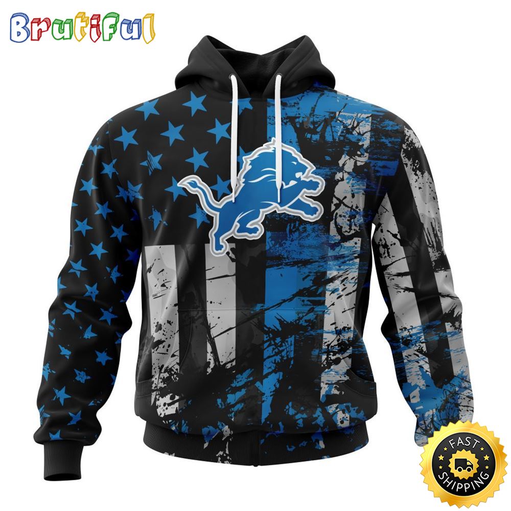 NFL Detroit Lions 3D Hoodie Classic Grunge American Flag Stylish Warmth For Fans 1 zozhmi
