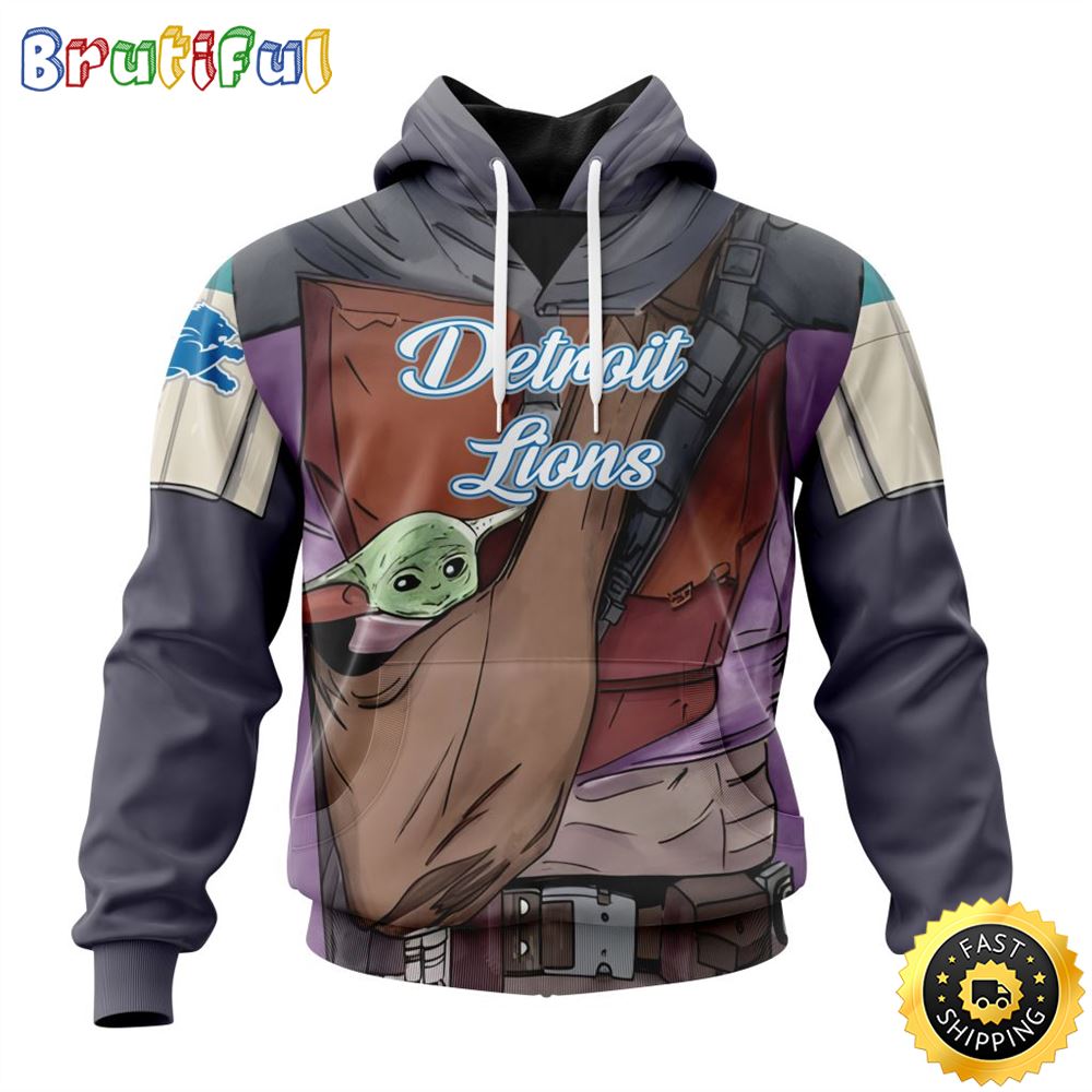 NFL Detroit Lions All Over Print 3D Hoodie Specialized Mandalorian And Baby Yoda Unisex Hoodies 1 pkcri4