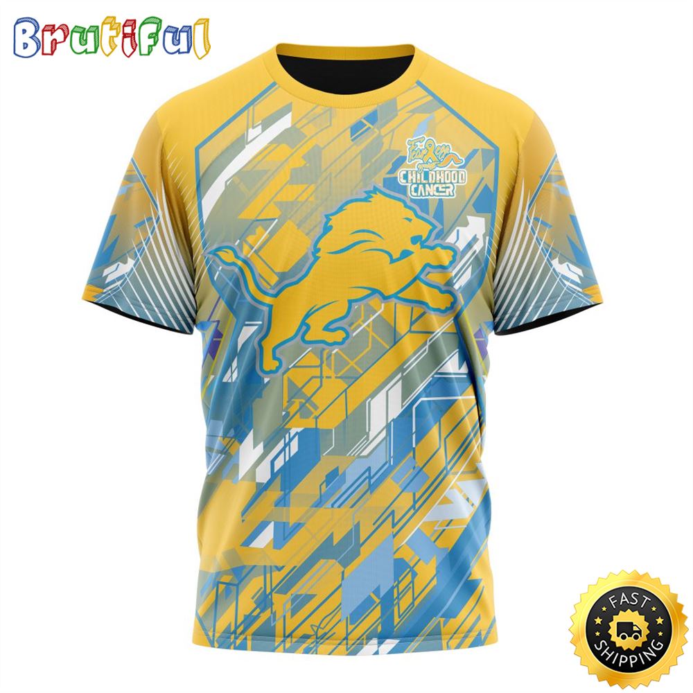 NFL Detroit Lions All Over Print 3D T Shirts Fearless Against Childhood Cancers Gift For Football Fans 1 kyp5dq