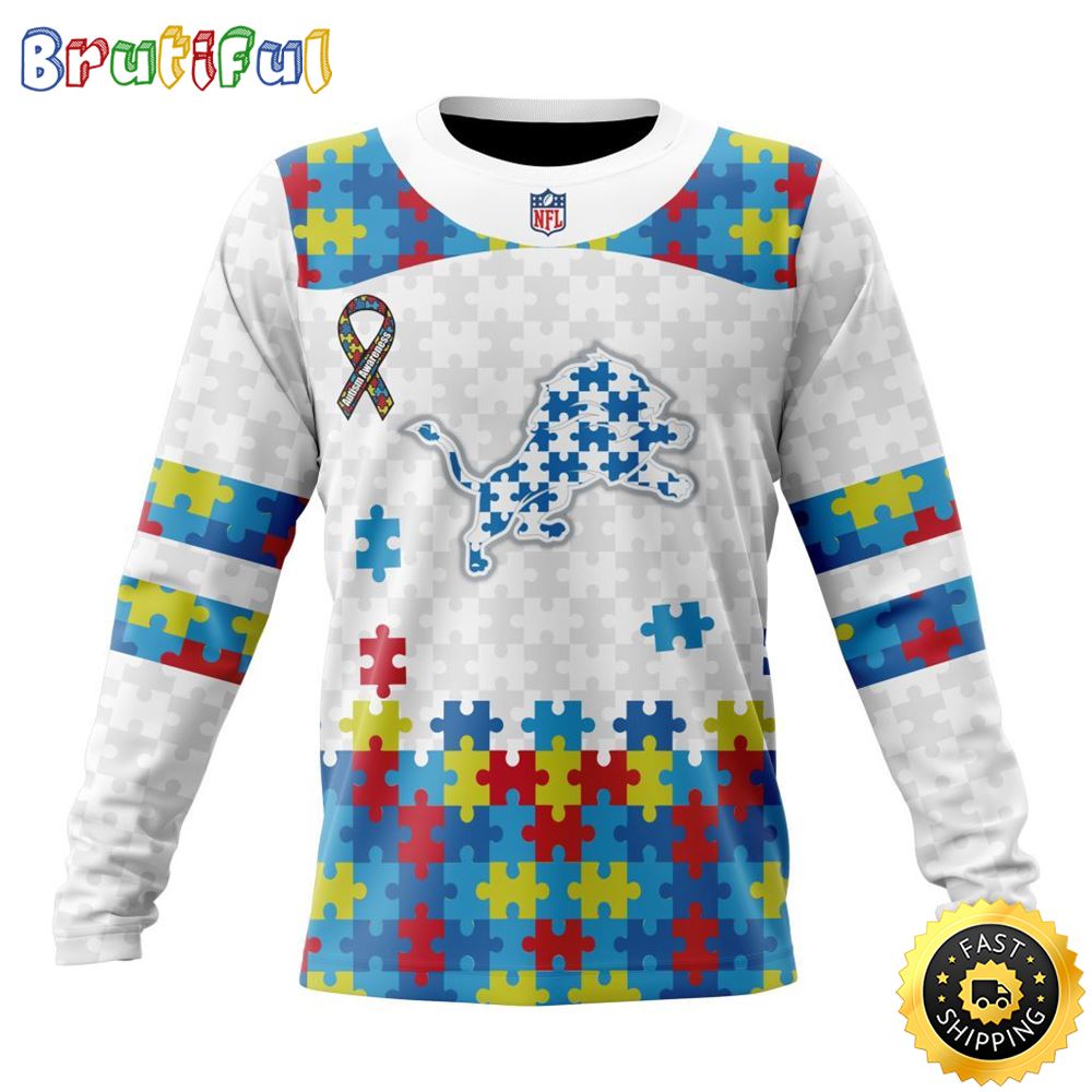 NFL Detroit Lions Crewneck Sweatshirt Autism Awareness Design Your Team In Style 1 htzzap