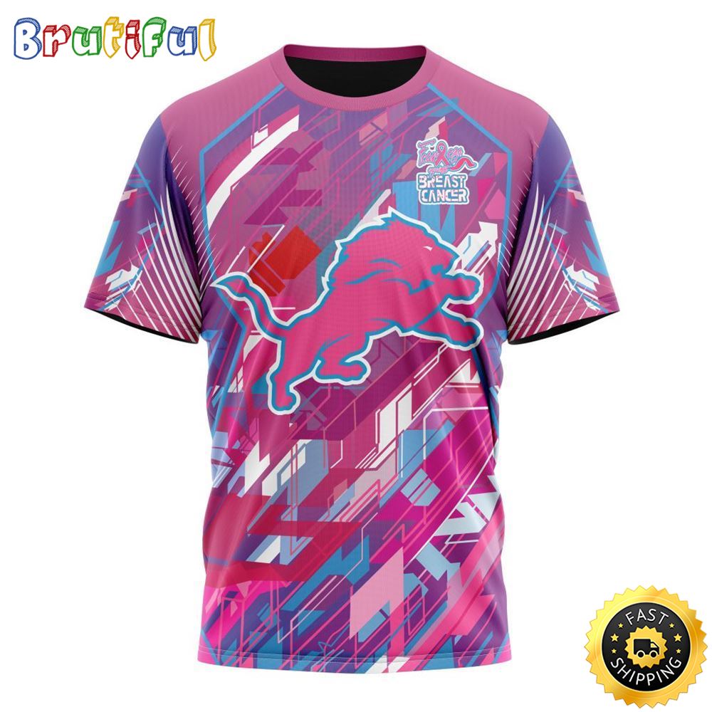 NFL Detroit Lions I Pink All Over Print 3D T Shirt I Can Fearless Again Breast Cancer For Breast Cancer Survivors 1 gcfdwk
