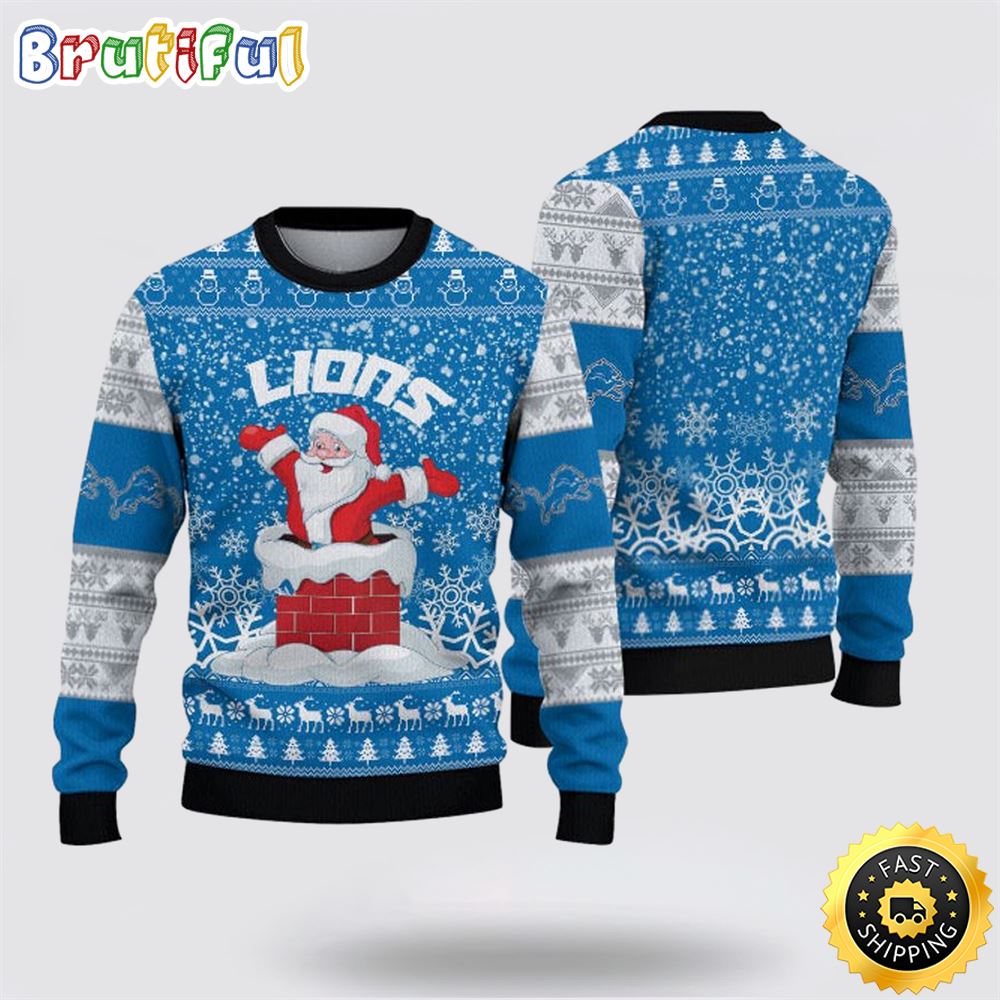 NFL Detroit Lions Ugly Sweater Printed Christmas Funny Santa Claus Show Team Spirit 1 n04gdb