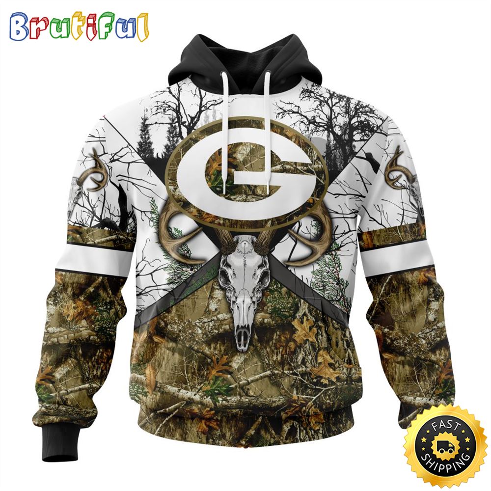 NFL Green Bay Packers 3D Hoodie All Over Print Deer Skull And Forest Pattern Custom Name And Number Hoodie 1 nnivqv