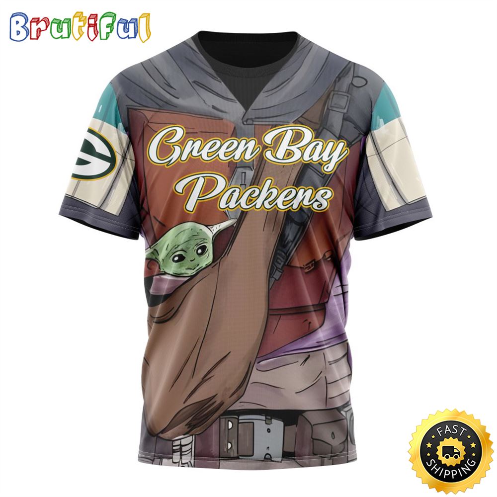 NFL Green Bay Packers All Over Print 3D T Shirt Specialized Mandalorian And Baby Yoda Gifts For Football Fans 1 wn2spo