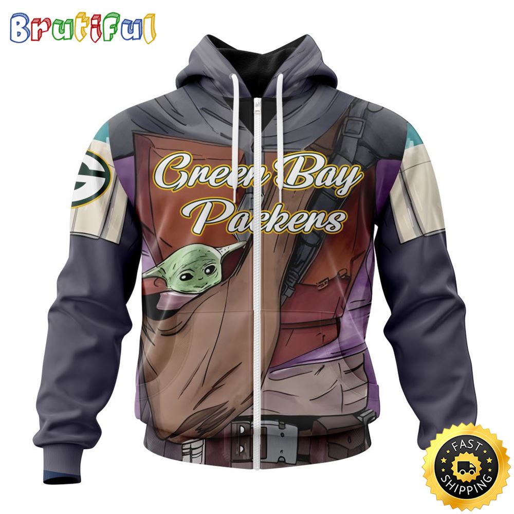 NFL Green Bay Packers All Over Print Zip Hoodie 3D Specialized Mandalorian And Baby Yoda Unisex Hoodies 1 uoccxh