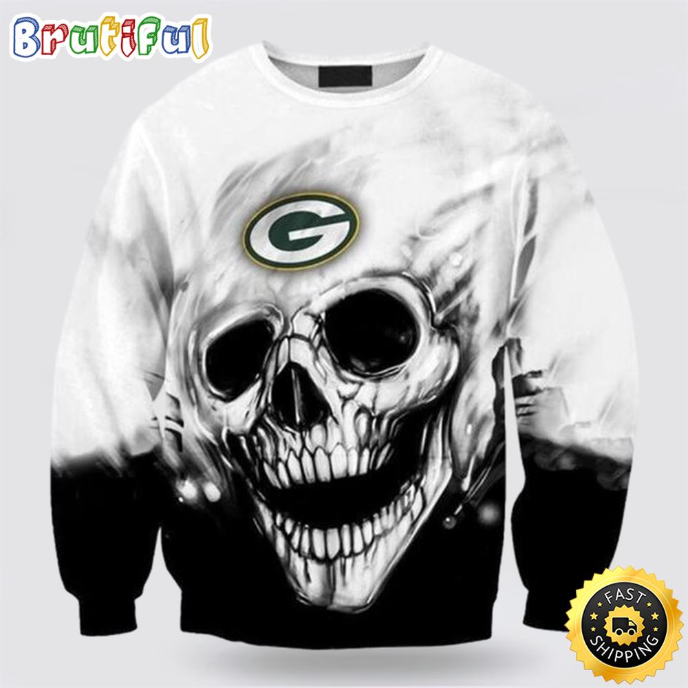 NFL Green Bay Packers Crewneck Sweatshirt Skull Halloween Show Team Spirit knht0p