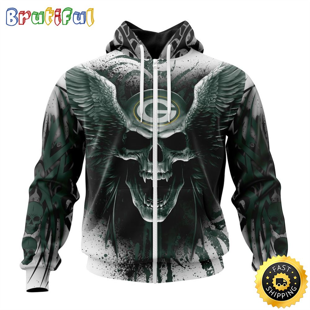 NFL Green Bay Packers Zip Hoodie 3D All Over Print Special Kits With Skull Unite In Team Colors 1 uet8zp