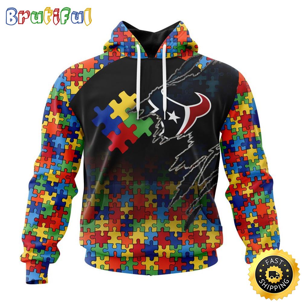 NFL Houston Texans All Over Print 3D Hoodie Autism Awareness Design Gifts For Survivors 1 l5r4fj