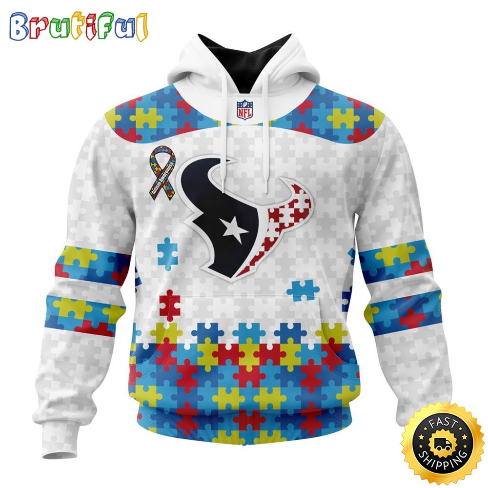 NFL Houston Texans All Over Print 3D Hoodie Autism Awareness Design Unisex Hoodie 1 n7mjzz