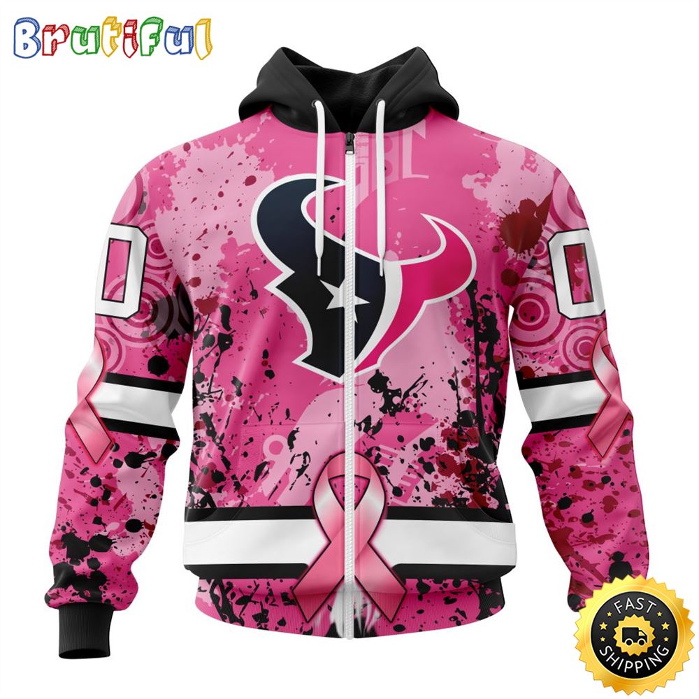 NFL Houston Texans All Over Print Zip Hoodie 3D I Pink I Can In October We Wear Pink Breast Cancer Unisex Hoodie 1 smz0mn