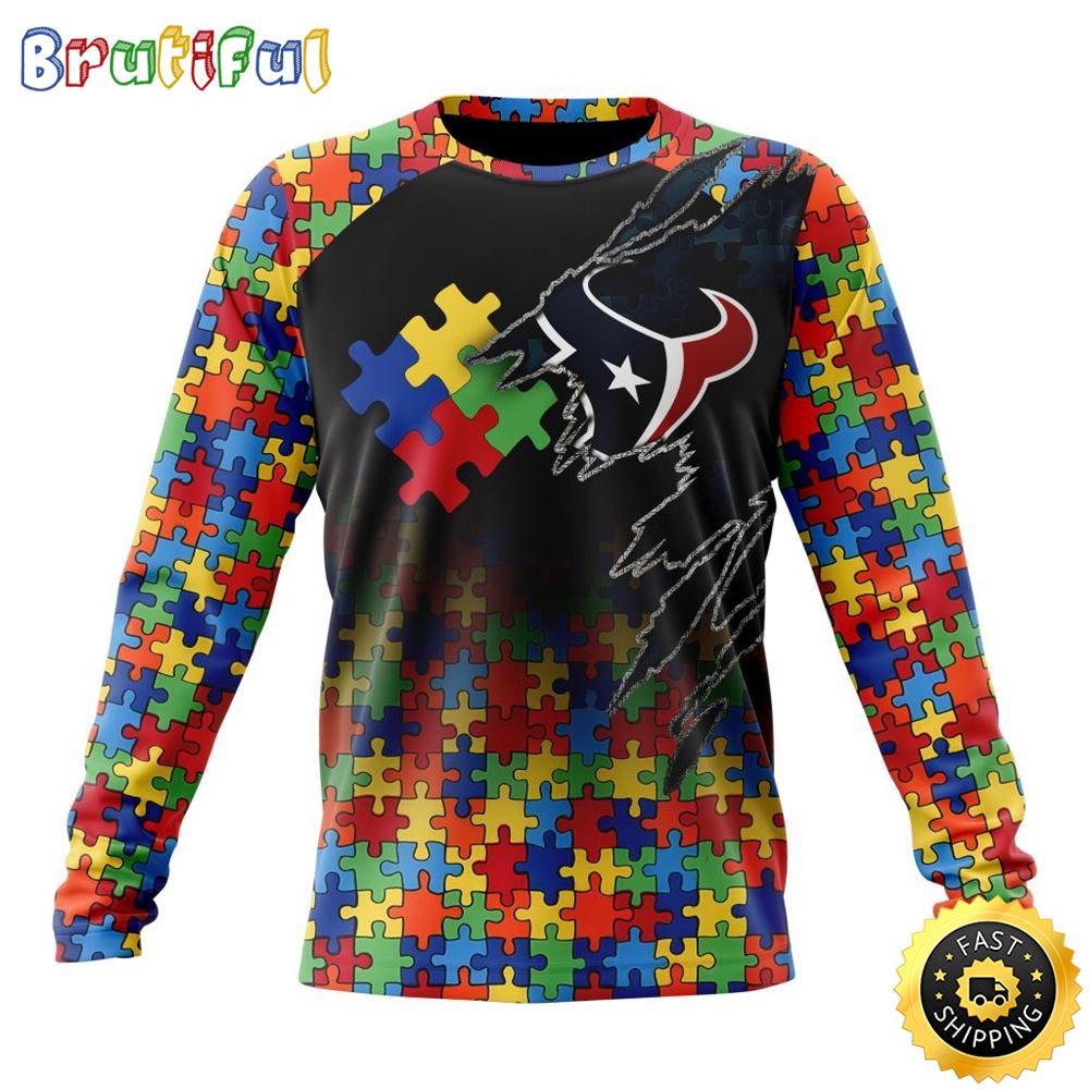 NFL Houston Texans Crewneck Sweatshirt Autism Awareness Design Gifts For Survivors 1 duabuw