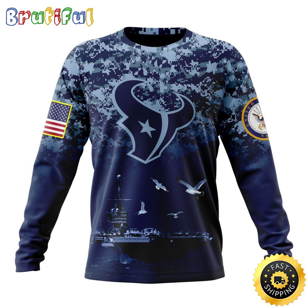 NFL Houston Texans Crewneck Sweatshirt Honor US Navy Veterans Stylish Gear For Fans 1 drufqa