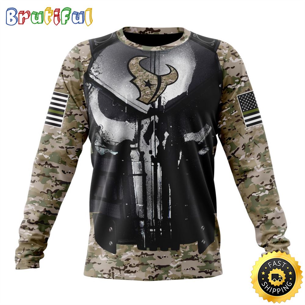 NFL Houston Texans Crewneck Sweatshirt Punisher Skull Camo Veteran Kits Represent Your Team 1 ayrdbr