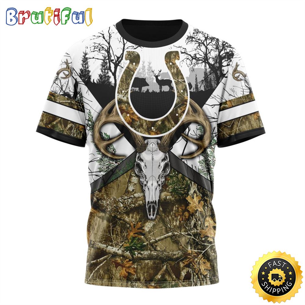 NFL Indianapolis Colts 3D T Shirt Deer Skull And Forest Pattern Represent Your Team 1 k1gw4r
