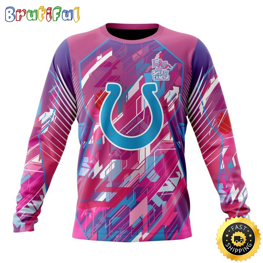 NFL Indianapolis Colts I Pink Crewneck Sweatshirt I Can Fearless Again Breast Cancer For Breast Cancer Survivors 1 dwfi3q