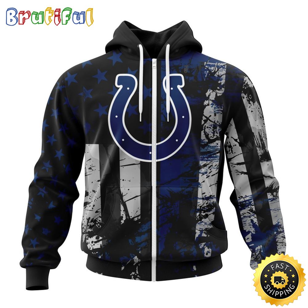 NFL Indianapolis Colts Zip Hoodie 3D Classic Grunge American Flag Stylish Warmth For Fans 1 z7s2zc