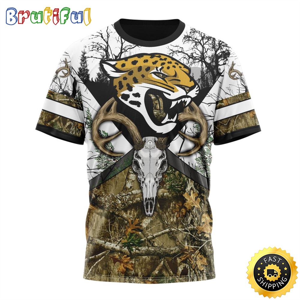 NFL Jacksonville Jaguars 3D T Shirt Deer Skull And Forest Pattern Represent Your Team 1 cybdxc