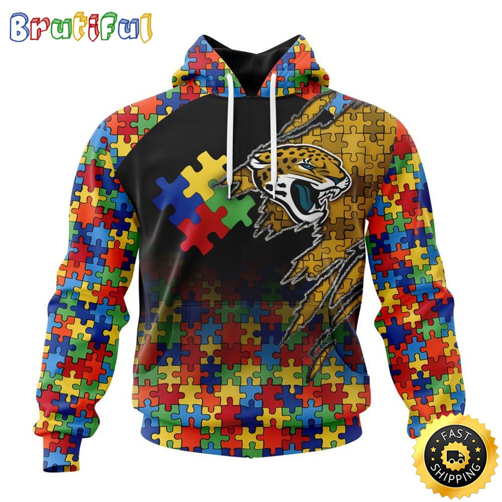 NFL Jacksonville Jaguars All Over Print 3D Hoodie Autism Awareness Design Gifts For Survivors 1 hdtmzn