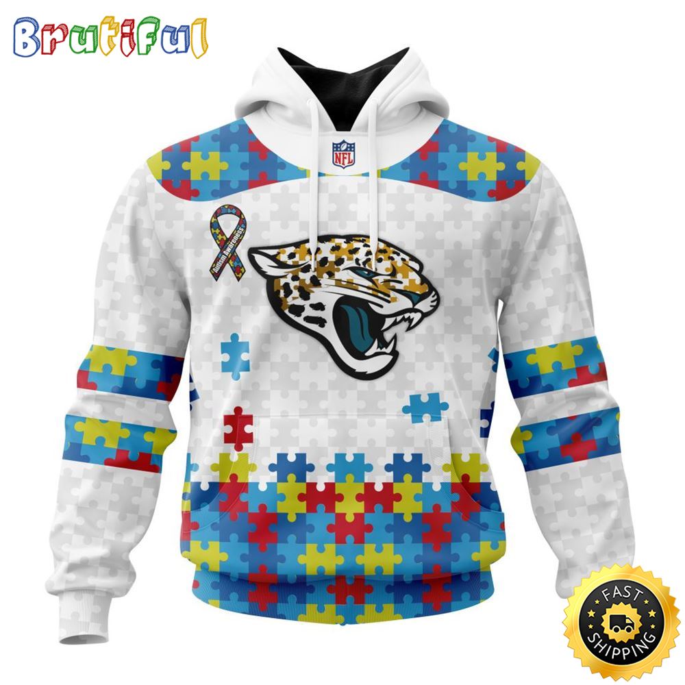 NFL Jacksonville Jaguars All Over Print 3D Hoodie Autism Awareness Design Unisex Hoodie 1 cnnwsm