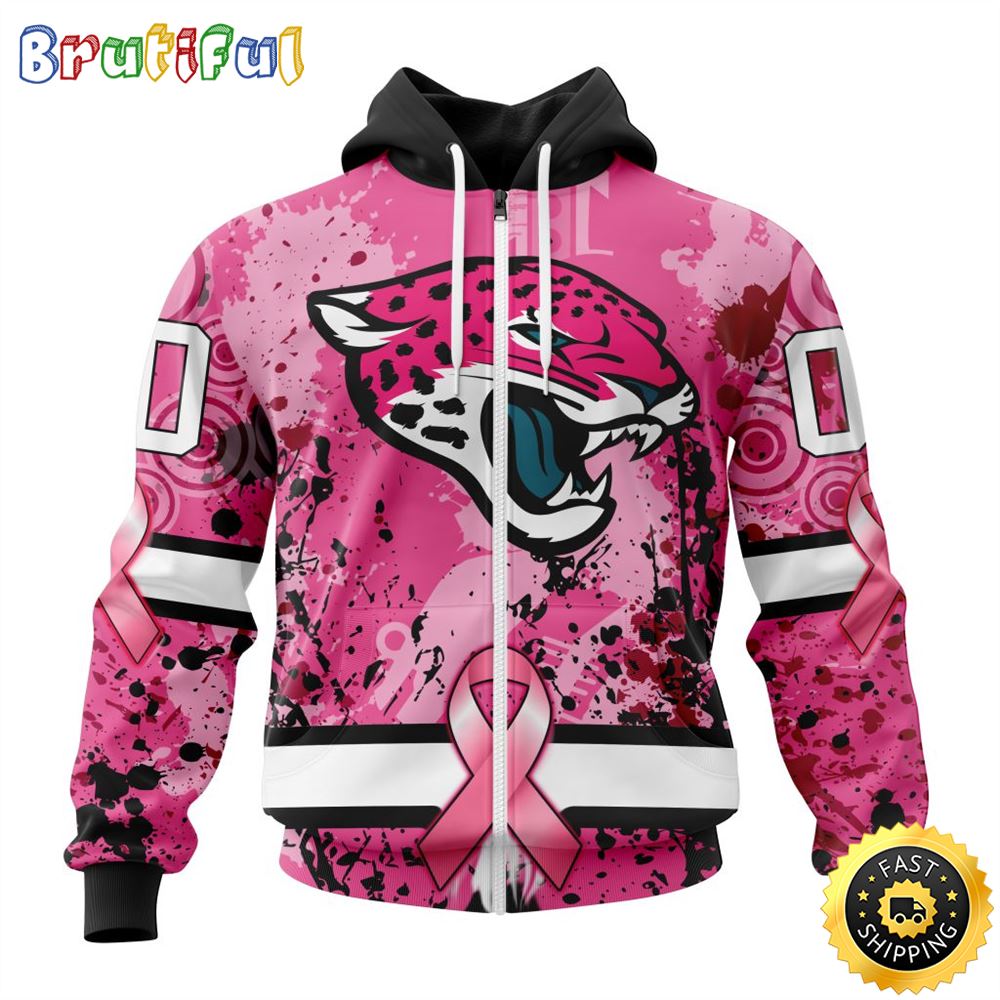 NFL Jacksonville Jaguars All Over Print Zip Hoodie 3D I Pink I Can In October We Wear Pink Breast Cancer Unisex Hoodie 1 yqjz5k