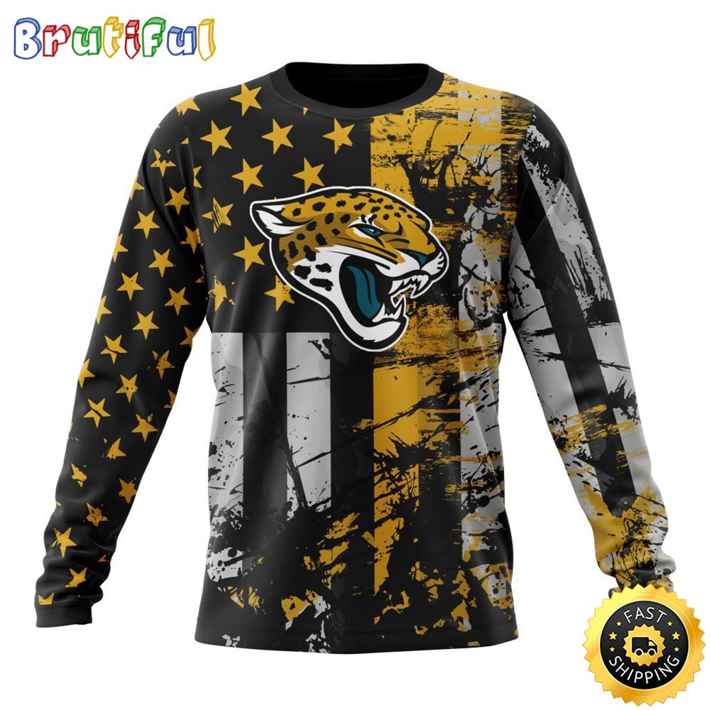 NFL Jacksonville Jaguars Crewneck Sweatshirt Classic Grunge American Flag Stylish Warmth For Fans 1 oyulpc
