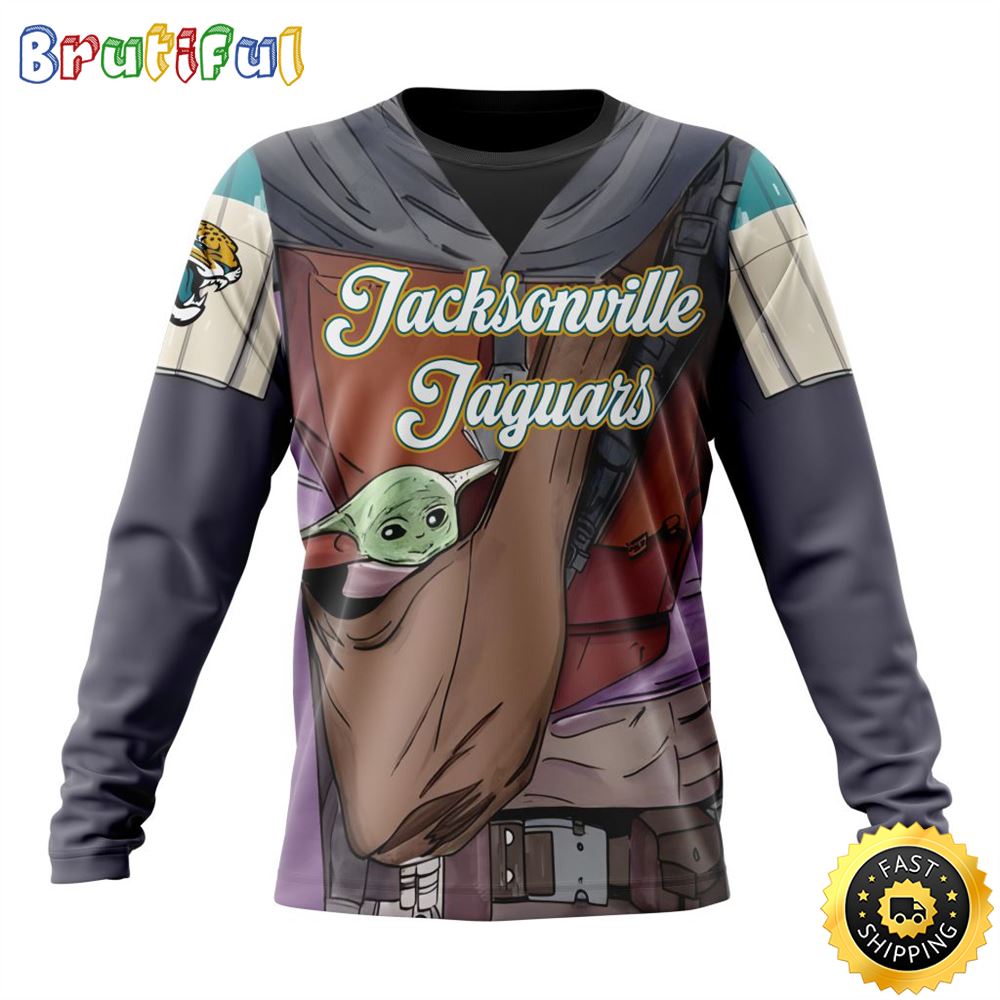 NFL Jacksonville Jaguars Crewneck Sweatshirt Specialized Mandalorian And Baby Yoda Gifts For Football Fans 1 rxdmui