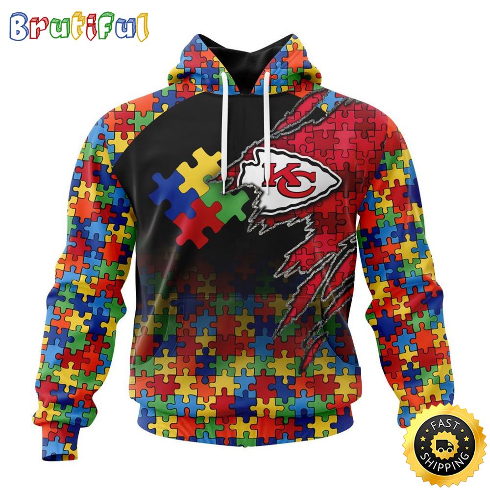 NFL Kansas City Chiefs All Over Print 3D Hoodie Autism Awareness Design Gifts For Survivors 1 gqg7xc