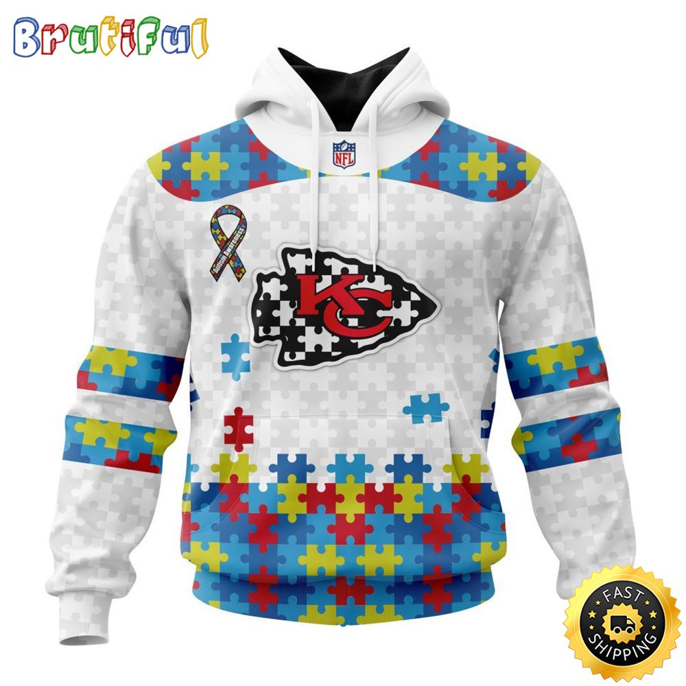 NFL Kansas City Chiefs All Over Print 3D Hoodie Autism Awareness Design Unisex Hoodie 1 rcrtlj