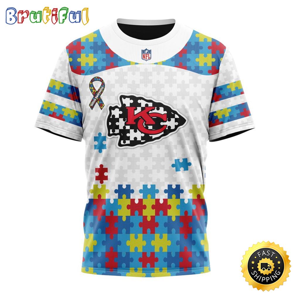NFL Kansas City Chiefs All Over Print 3D T Shirt Autism Awareness Design Show Your Team Pride 1 t7jwsg