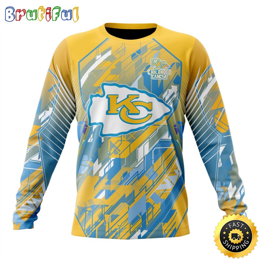 NFL Kansas City Chiefs Crewneck Sweatshirt Fearless Against Childhood Cancers Gift For Football Fans 1 hfavvx