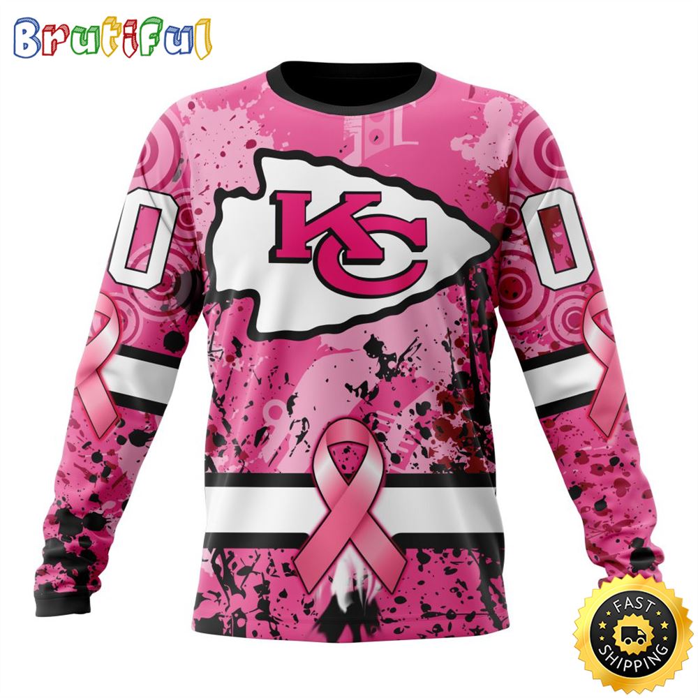 NFL Kansas City Chiefs Crewneck Sweatshirt I Pink I Can In October We Wear Pink Breast Cancer Gift For Football Fans 1 ubayl1