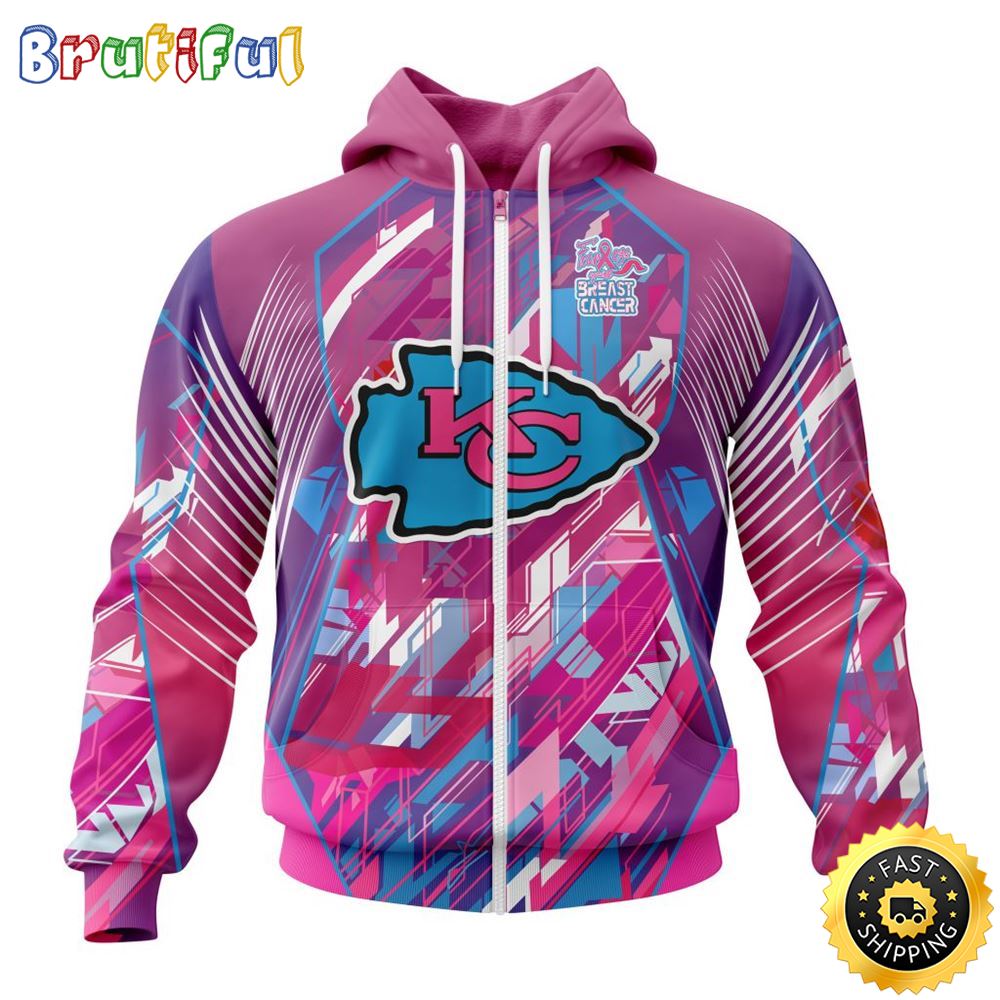 NFL Kansas City Chiefs I Pink All Over Print Zip Hoodie 3D I Can Fearless Again Breast Cancer For Breast Cancer Survivors 1 kkyzof