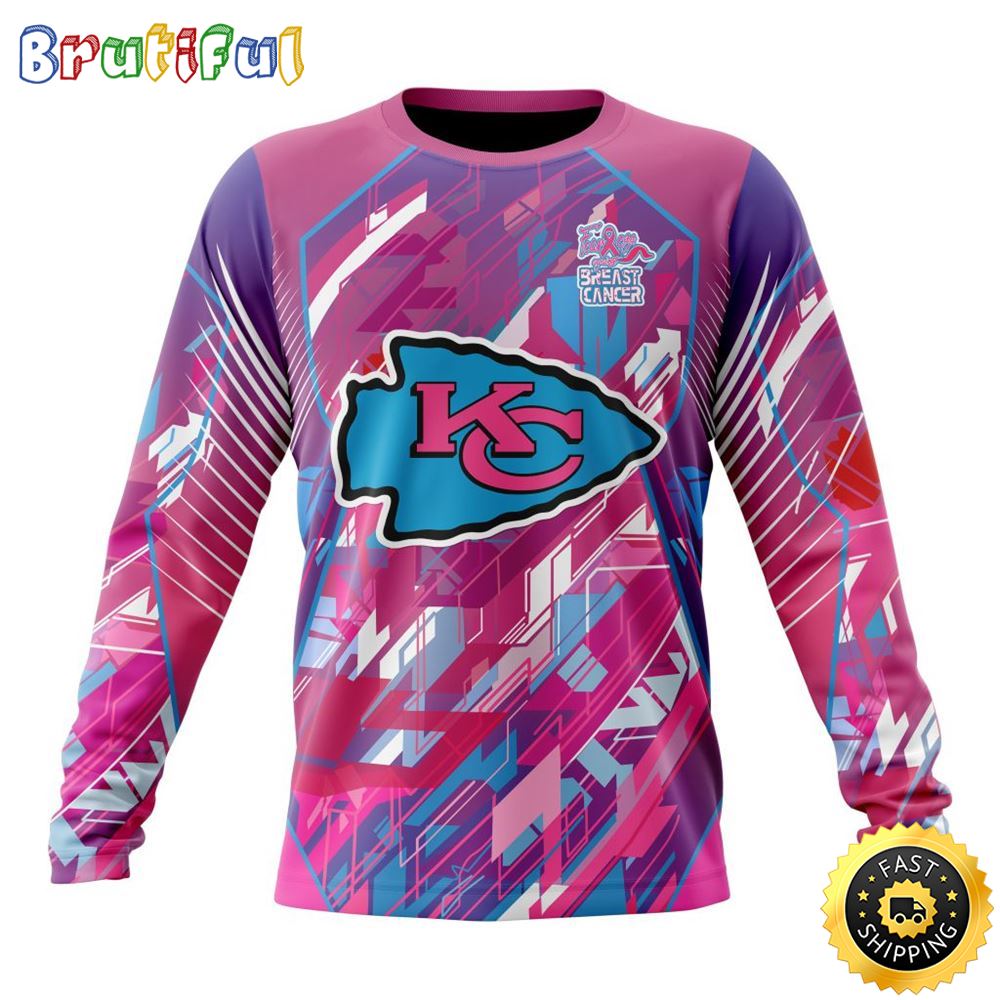 NFL Kansas City Chiefs I Pink Crewneck Sweatshirt I Can Fearless Again Breast Cancer For Breast Cancer Survivors 1 v1eq0u